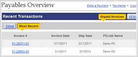 Account Payables Overview Page