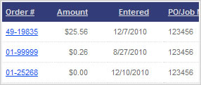 Recent Orders Elliott Accounts Snapshot