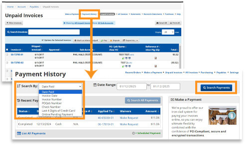 Account payment history
