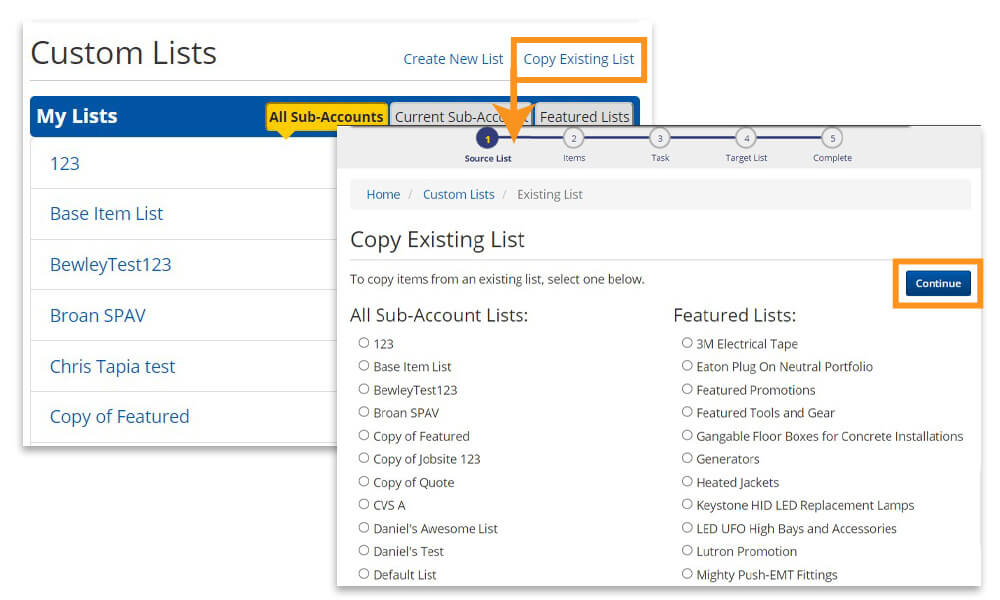 How to copy an existing custom list