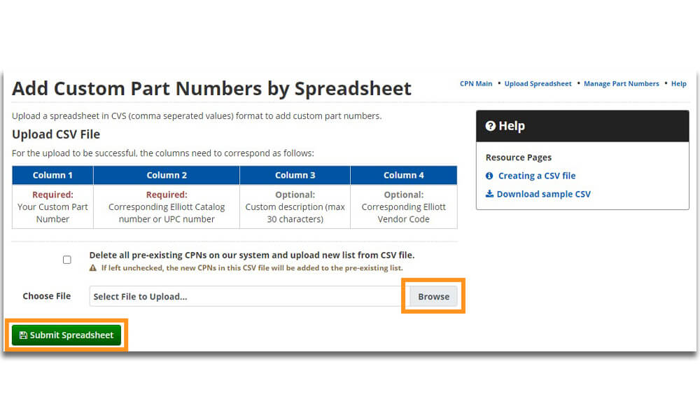 Upload CPN by Spreadsheet