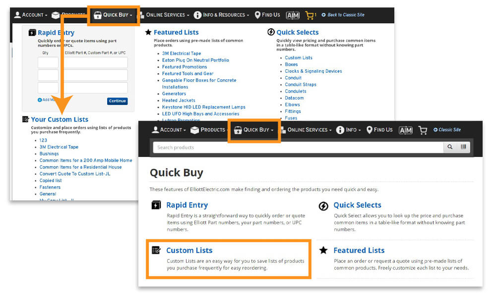 Find your custom lists