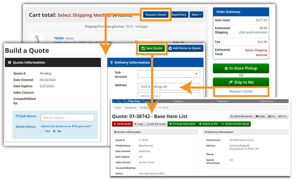 Get a Quote for the Items in My Cart