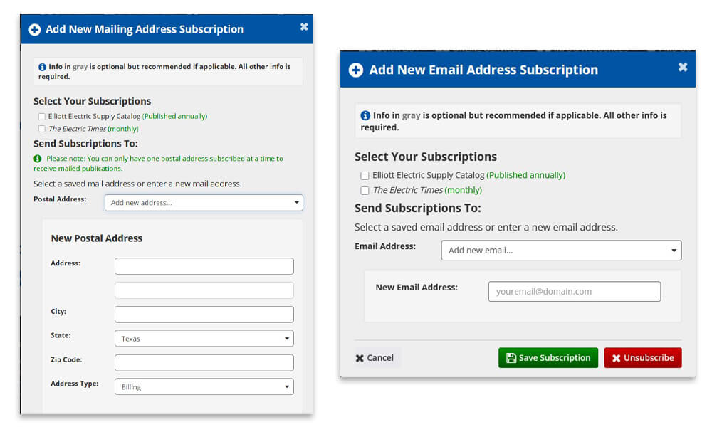 Account Subscription Sign Up
