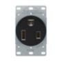AH1254BKB0X - Recp Single Flush 50A 250V 2P3W STR WH - Eaton Wiring Devices