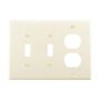 PJ28LA - Wallplate 3G 2TOGGLE 1DUPLEX Poly Mid La - Eaton Wiring Devices