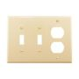 PJ28V - Wallplate 3G 2TOGGLE 1DUPLEX Poly Mid Iv - Eaton