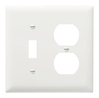 TP18W - Trademaster Wallplate 2G 1 Toggle 1 Duplex WH - Legrand-Pass & Seymour