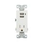 TR7740WB0X - Combo 2 Port Usb Receptacle 15A 125V WH - Eaton Wiring Devices